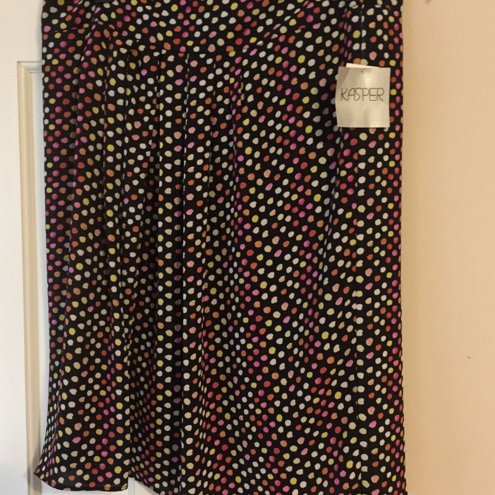 KASPER PINK PERFECTION LADIES POLKA DOT SKIRT size 10 or 12- Polyester Lined nwt